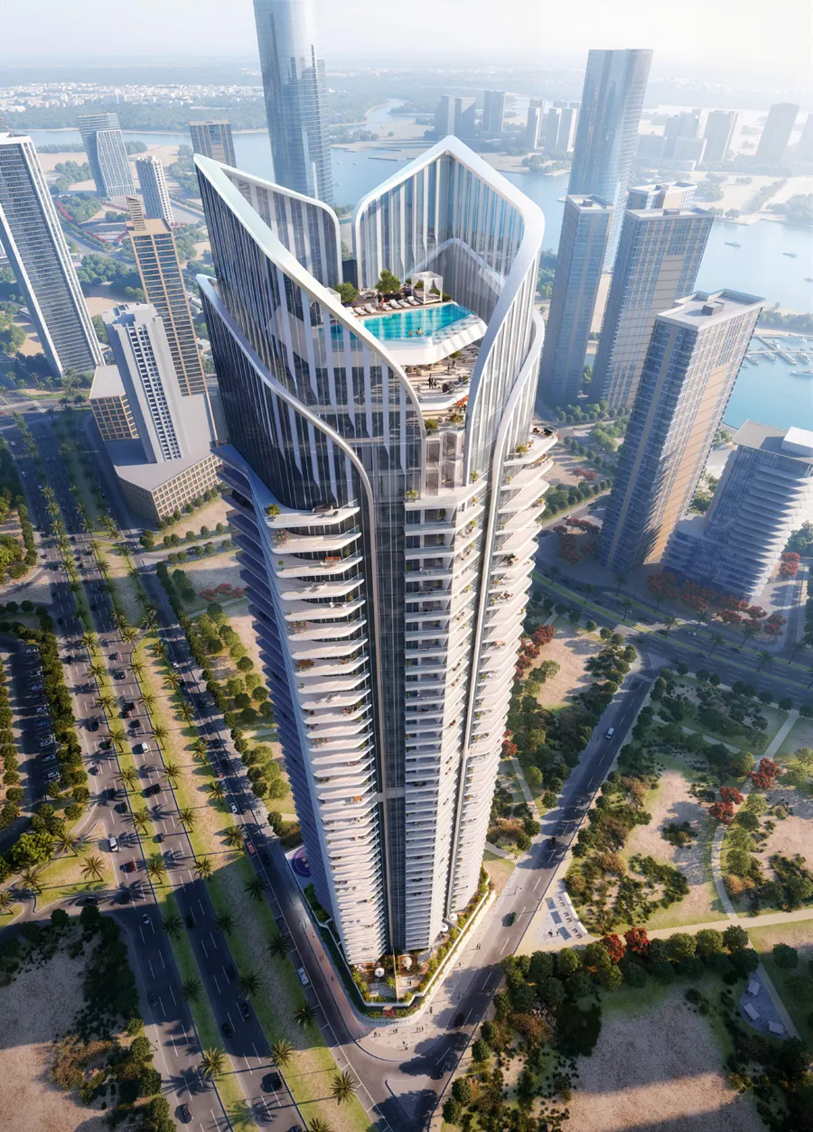 Joud Residence — башня с высоты, вид на канал