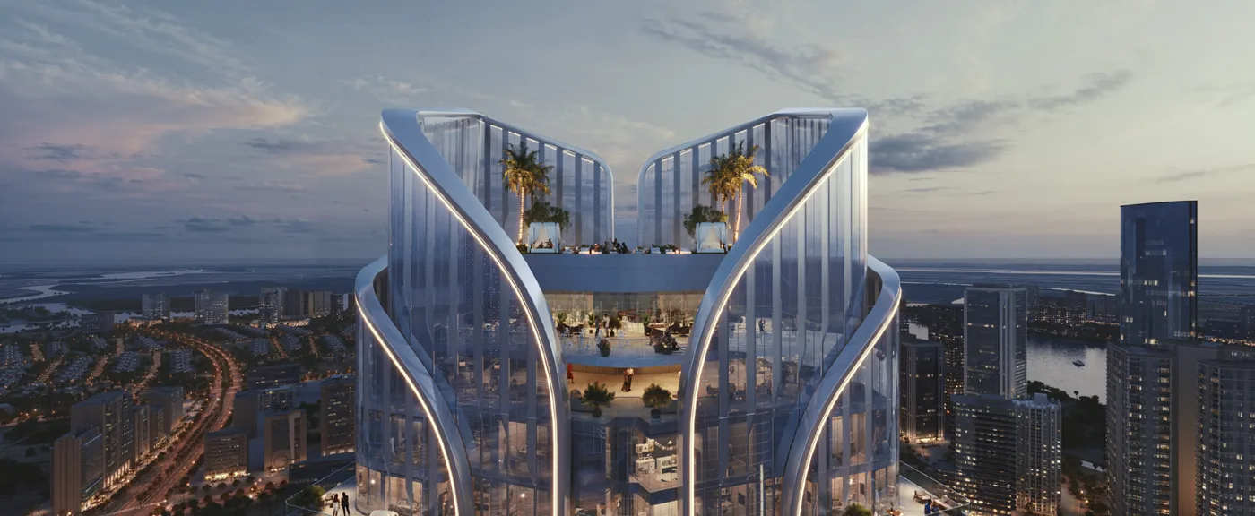 Joud Residence — крыша с бассейном в сумерках