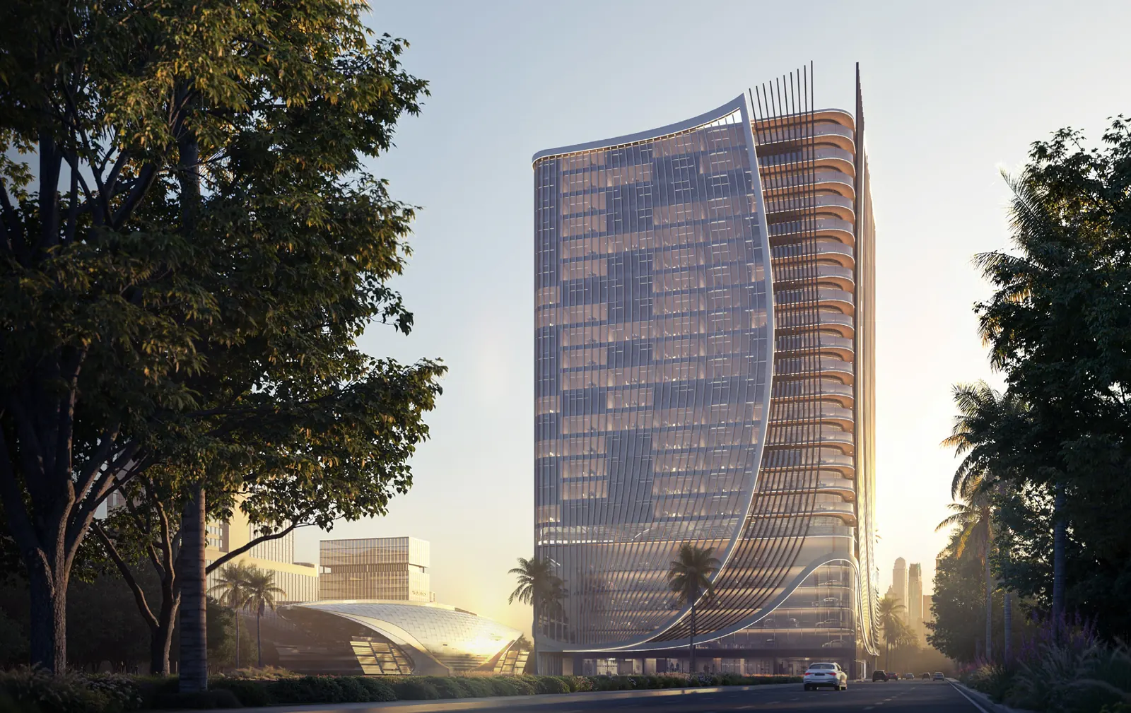 SAMANA Business Hub — башня со стороны трассы