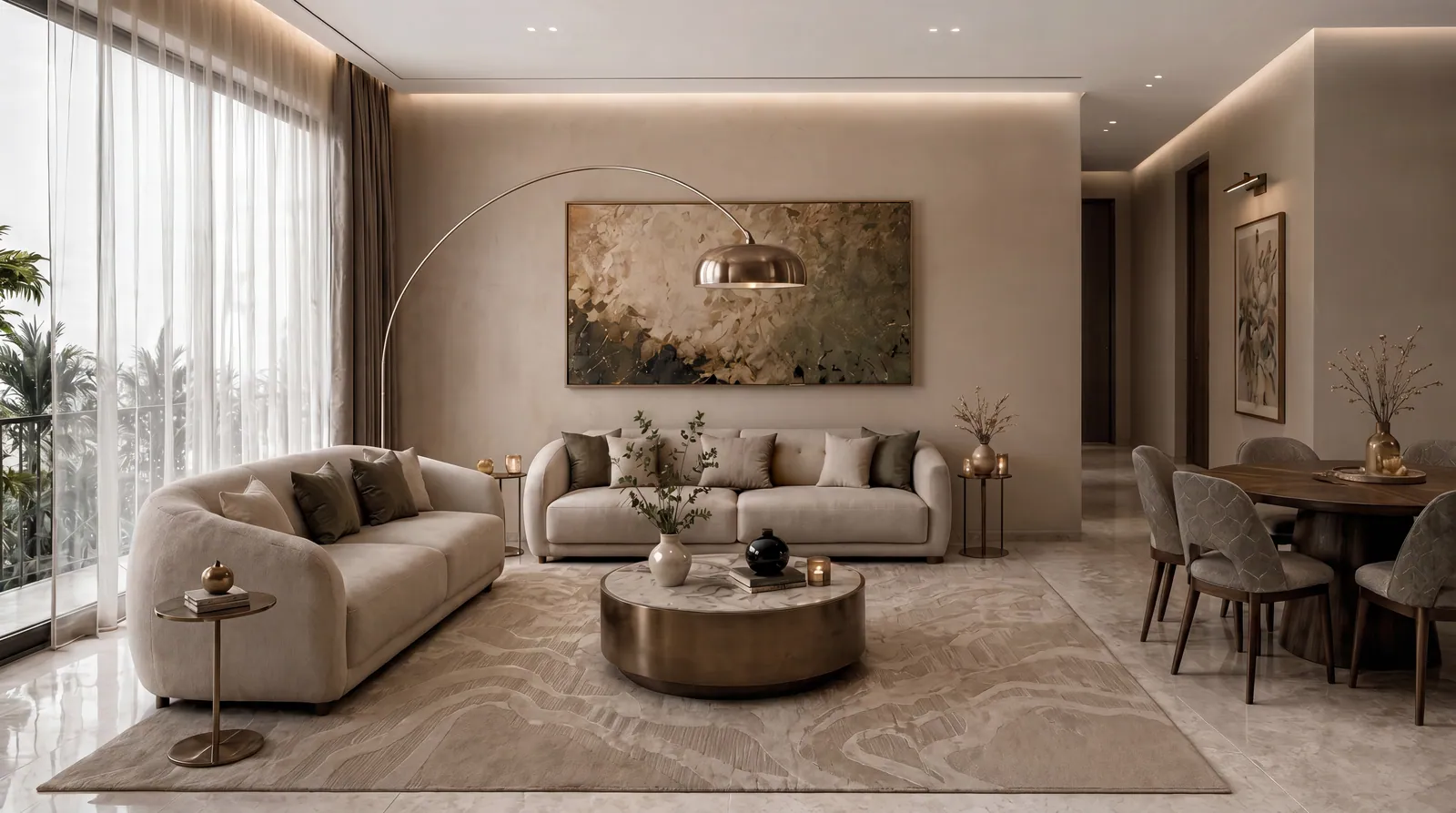Интерьер гостиной в Padel Living Residences от DarGlobal, Джидда